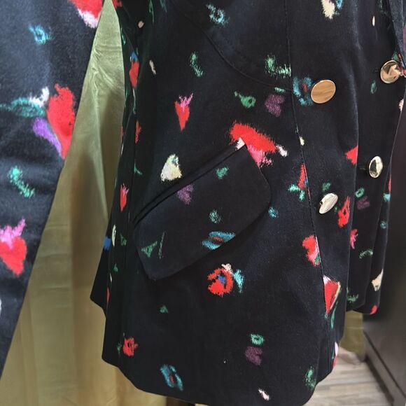 Derek Lam Black and Red Heart Pattern Blazer, US4 - Picture 6 of 13